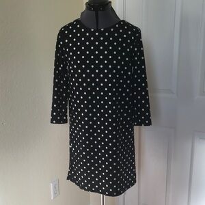 H&M Black and Cream Long Sleeve Polka Dotted Dress, Size S 🔴CLEARANCE🔴